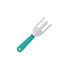 Gardening equipment. The shoveling fork is made of steel for shoveling the soil in the garden.