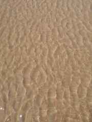 Wet sand surface ocean wave water ripples