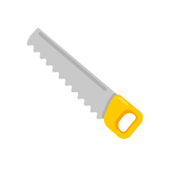 Hand tools vector. Saw with a zigzag blade for cutting wood.