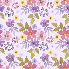 Colorful hand draw flowers seamless pattern for fabric textile wallpaper.