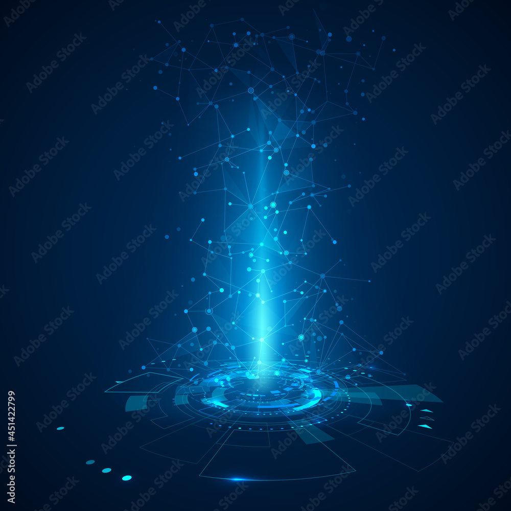 Poster Futuristic HUD elements. Hologram UI elements virtual reality. Sci fi futuristic User Interface. Abstract hi-tech circle. Vector