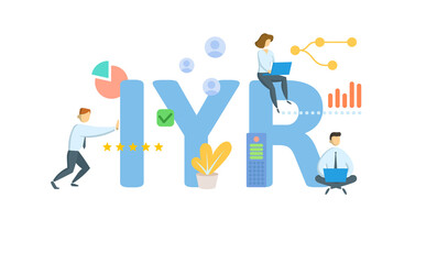 IYR, In Year Revenue. Concept with keyword, people and icons. Flat vector illustration. Isolated on white.