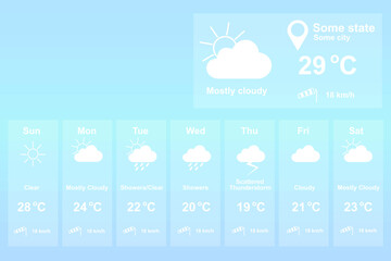 Weather icons and widget.Vector illustration.