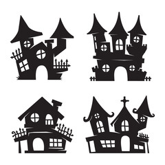 Ghost house vector. ghost castle silhouette for decorating Halloween cards