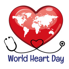 heart with earth globe, world heart day illustration symbol design