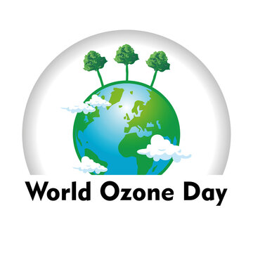 save the earth, world ozone day icon illustration