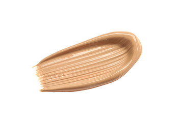 Smear of liquid skin foundation isolated on white, top view