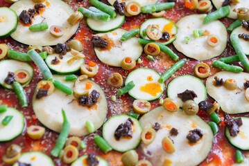 Home homemade made pizza wit vegetable and eggplant organic