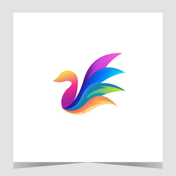 Bird logo full color modern icon design