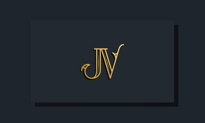 Minimal Inline style Initial JV logo. - obrazy, fototapety, plakaty