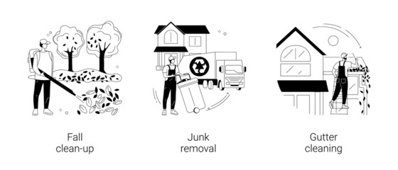 Autumn garden maintenance abstract concept vector illustrations.