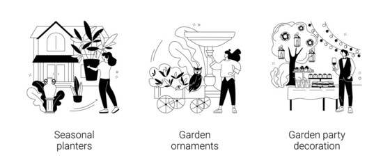 Garden accessories abstract concept vector illustrations.