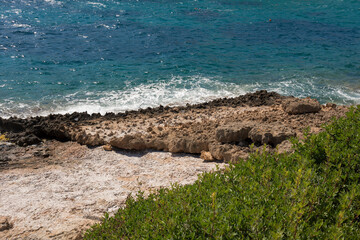 Panorama with sea view on Daskalio gulf in Keratea in Athens in Greece