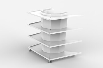 Display stand, retail display stand for product , display stands isolated on white background. 3d illustration