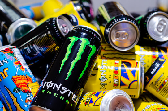 Soest, Germany - August 14, 2021: Monster Energy drink in supermarket.