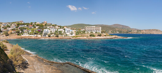 Panorama with sea view on Daskalio gulf in Keratea in Athens in Greece