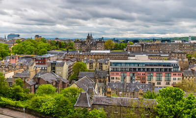A view from the Castle over the New Town in Edinburgh, Scotland on a summers day