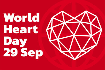 World Heart Day Creative Banner. World heart day with red heart and world sign vector design. Creative poster or banner of world heart day. Vector illustration.