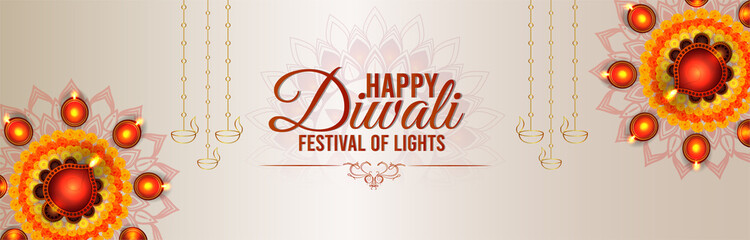 Happy diwali festival of light celebration banner