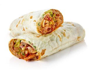 Durum doner kebap isolated on white