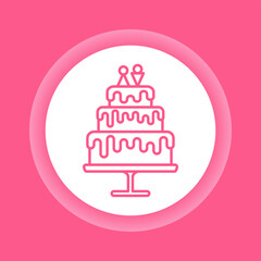 Wedding cake dessert line color icon. Isolated vector element.