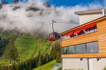 Luzern, Switzerland, June 05, 2016: Cable car approach to the top of Pilatus mountain from Luzern. Switzerland.