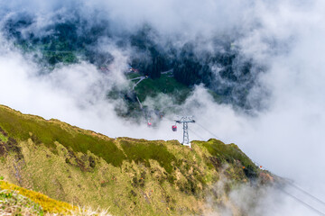 Luzern, Switzerland, June 05, 2016: Cable car approach to the top of Pilatus mountain from Luzern. Switzerland.