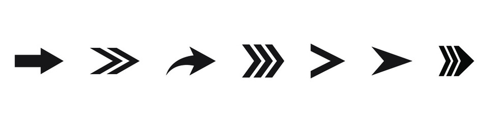 Set of new style black vector arrows isolated on white. Arrow vector icon. Arrows vector illustration collection
