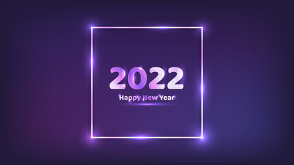 2022 Happy New Year neon background