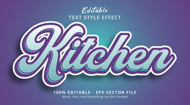 Editable text effect, Kitchen text on poster style effect