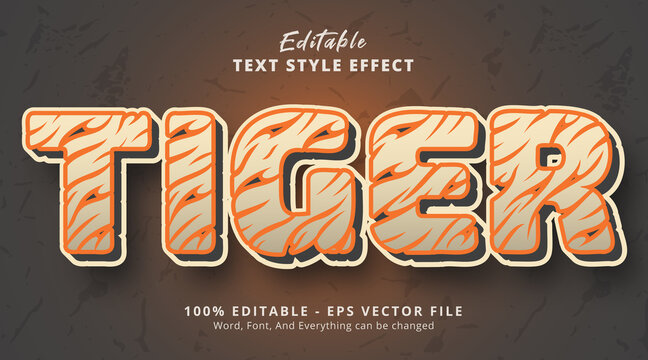 Editable text effect, Tiger text on vintage color style effect