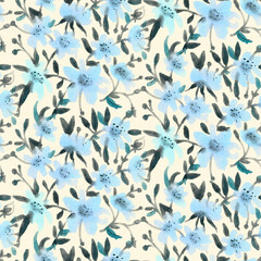 Seamless pattern with tropical flowers