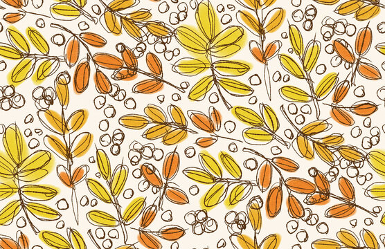 Seamless pattern with watercolor leaves © tiff20