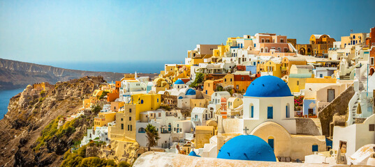 The Greek island of Santorini Panorama - obrazy, fototapety, plakaty