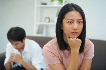 Fototapeta premium Asian couple has a relationship problem