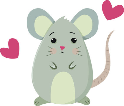 cute cartoon mouse with hearts 