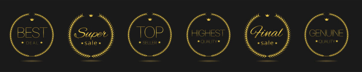 Fototapeta premium Highest quality Golden laurel wreath label set