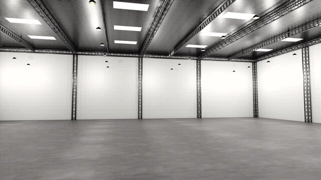 3D Rendering interior . Warehouse ,factory empty .