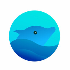 Dolphin Sea Animal Circle Logo