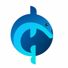 Dolphin Sea Animal Circle Logo