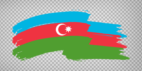 Flag Azerbaijan brush stroke background.  Flag waving Republic of Azerbaijan on transparent background for your web site design, app, UI.  EPS10.