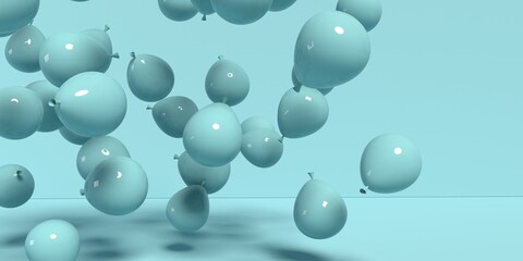 Scattered balloons on a colored background - 3D