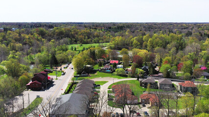 Aerial scene of the Tillsonburg, Ontario, Canada downtown