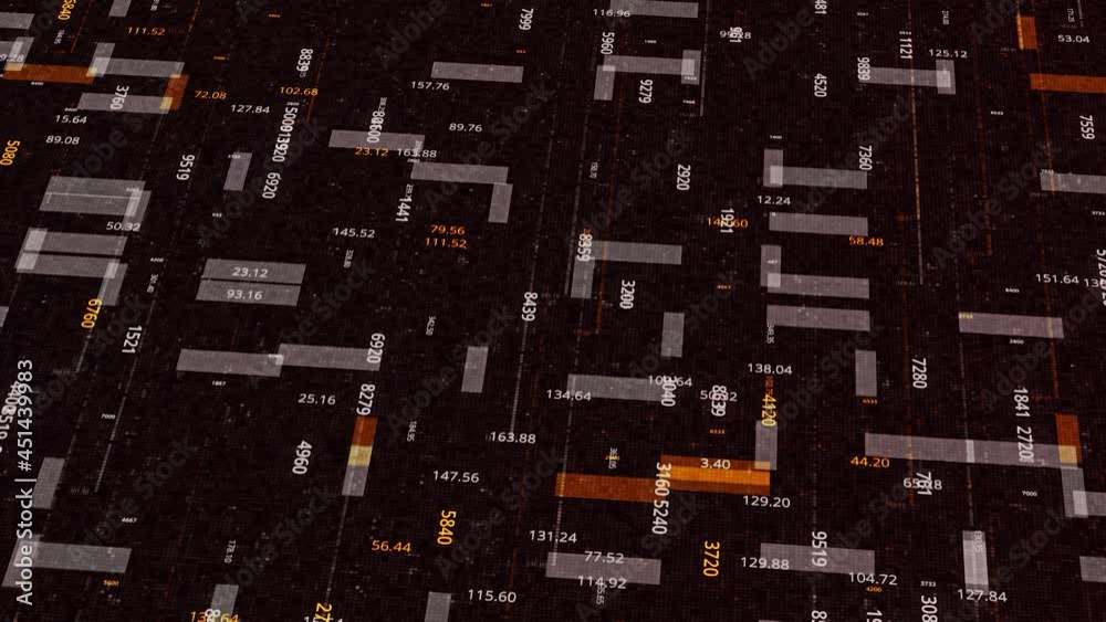 Poster abstract technology background with blocks of flat rectangles and numbers. animation. concept of dig