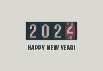 Happy New Year 2022 numbers on analog counter display, retro style design creative poster vector illustration