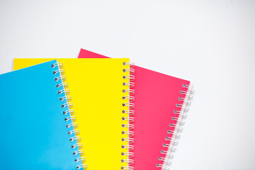 Notebooks on white background.
