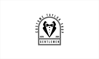 Logo Bow Tie Tuxedo Suit Men Fashion Tailor Clothing Vintage Classic Logo Design