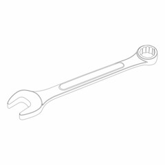 Isolated combination wrench sketch vector graphics