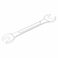 Isolated spanner sketch vector graphics