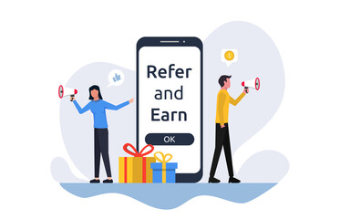 Refer and earn concept. Business partnership strategy vector illustration